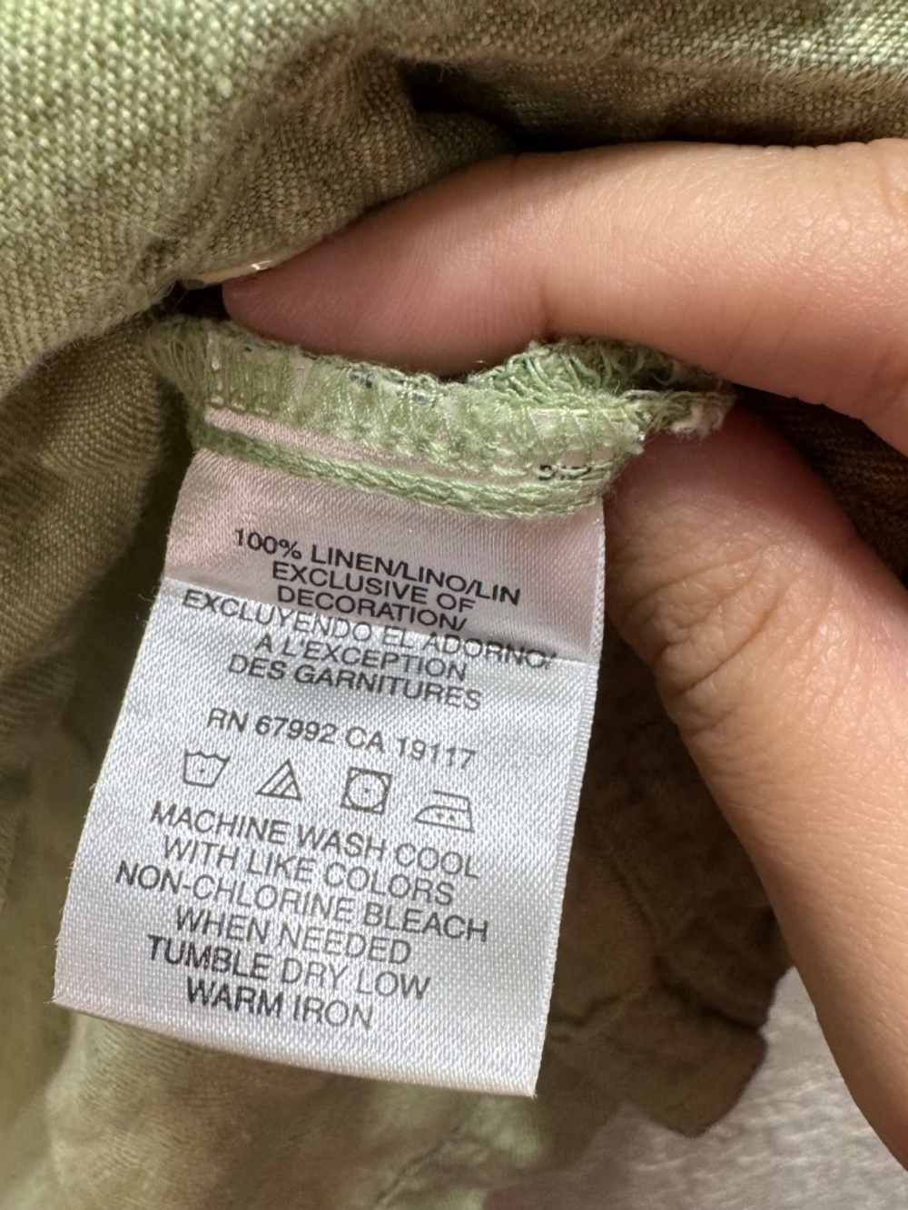 SO Blue Sigrid Olsen 100% Linen Button Front Shirt 1X Green - Picture 6 of 8